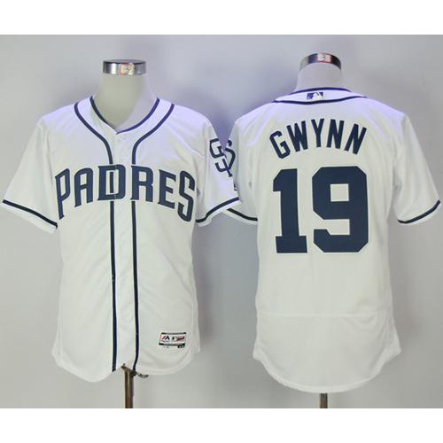San Diego Padres #19 Tony Gwynn White Flexbase Authentic Collection Stitched Jersey Men's