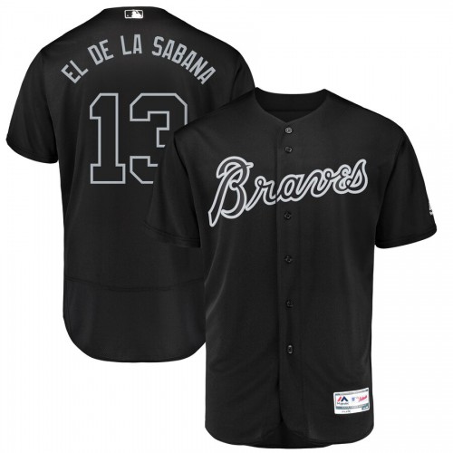 Atlanta Atlanta Braves #13 Ronald Acuna Jr. El de la Sabana Majestic 2019 Players' Weekend Flex Base Authentic Player Jersey Black Men's