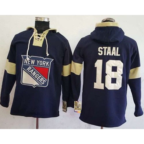 New York Rangers #18 Marc Staal Navy Blue Pullover Hoodie Stitched Jersey Men's