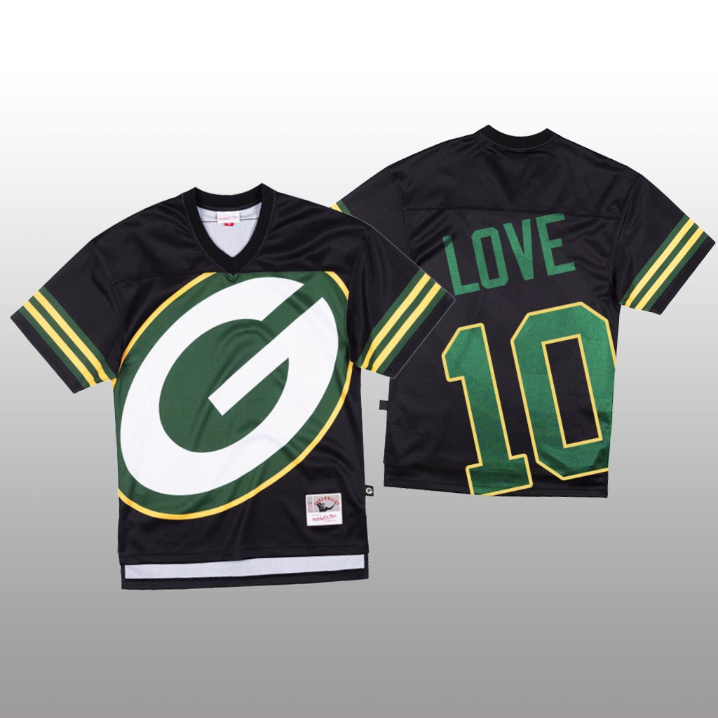 Green Bay Packers #10 Jordan Love Black Men's Mitchell & Nell Big Face Fashion Limited Jersey