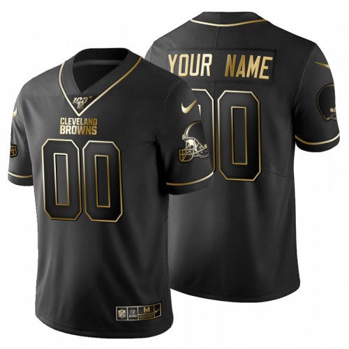 Cleveland Browns Custom Men's Black Golden Limited 100 Jersey