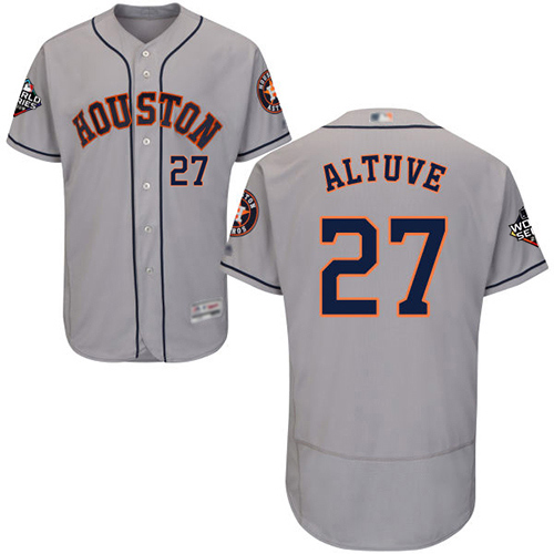 Houston Astros #27 Jose Altuve Grey Flexbase Authentic Collection 2019 World Series Bound Stitched Jersey Men's