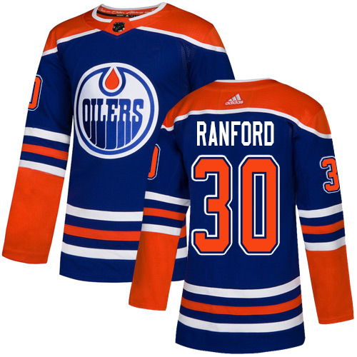 Adidas Edmonton Oilers #30 Bill Ranford Royal Blue Alternate Authentic Stitched Jersey Men's