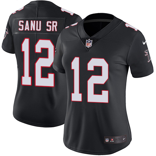 Atlanta Falcons #12 Mohamed Sanu Sr Black Alternate Women's Stitched Vapor Untouchable Limited Jersey Womens