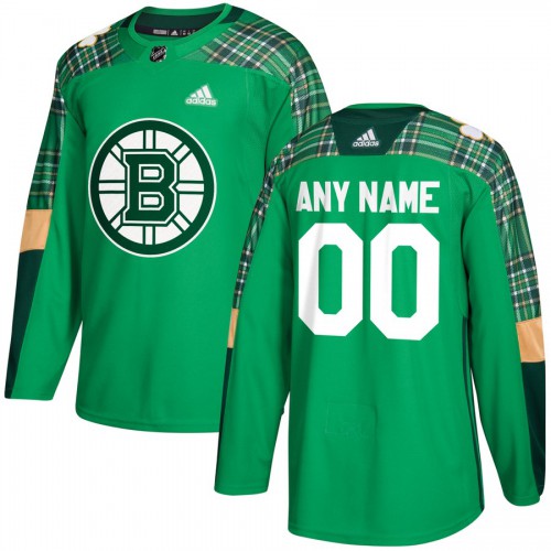 Men's Adidas Boston Bruins Personalized Green St. Patrick's Day Custom Practice Jersey