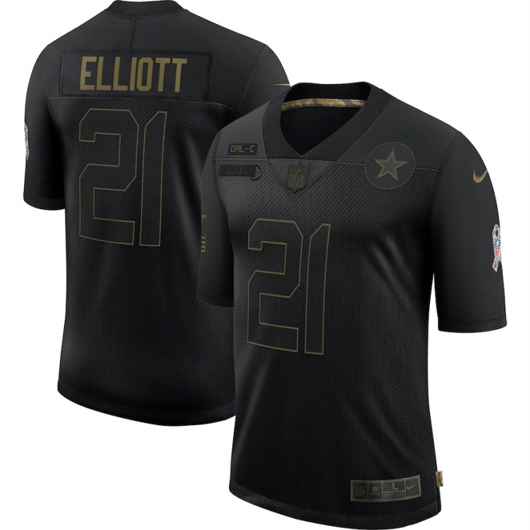 Dallas Cowboys #21 Ezekiel Elliott 2020 Salute To Service Limited Jersey Black
