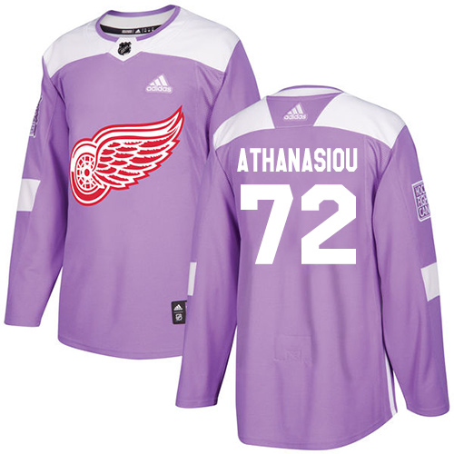 Adidas Detroit Red Wings #72 Andreas Athanasiou Purple Authentic Fights Cancer Stitched Youth Jersey Youth