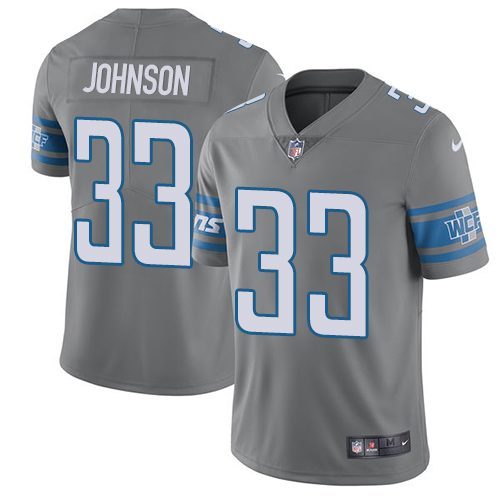 Detroit Lions #33 Kerryon Johnson Gray Youth Stitched Limited Rush Jersey Youth