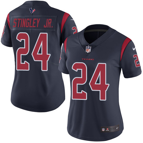 Texans #24 Derek Stingley Jr. Navy Blue Women's Stitched Limited Rush Jersey
