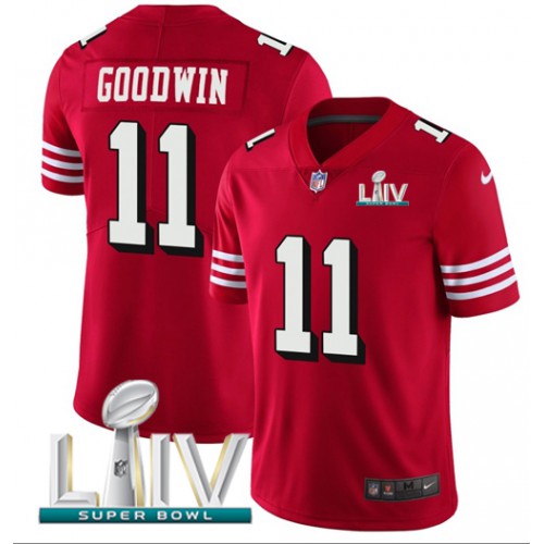 San Francisco 49ers #11 Marquise Goodwin Red Super Bowl LIV 2020 Team Color Youth Stitched Vapor Untouchable Limited II Jersey Youth