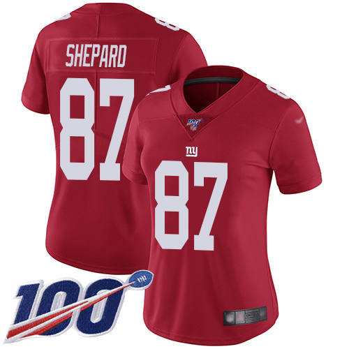 New York Giants #87 Sterling Shepard Red Women's Stitched Limited Inverted Legend 100th Season Jersey Womens