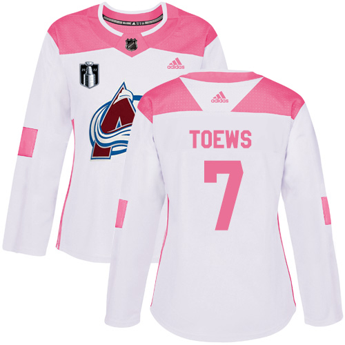 Adidas Colorado Avalanche #7 Devon Toews Burgundy White/Pink Authentic Fashion Women's Stitched Jersey Womens