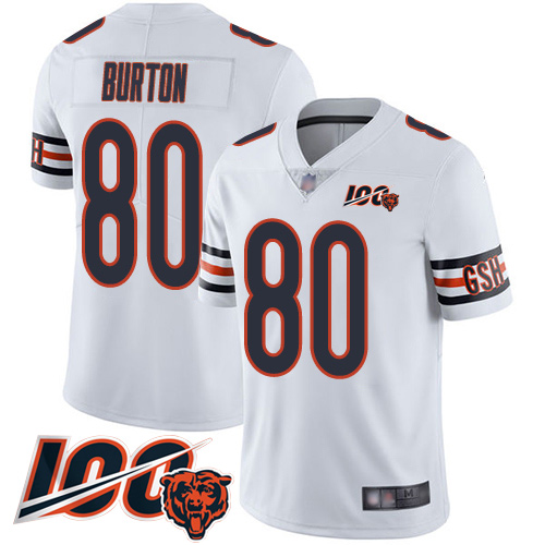 Chicago Bears #80 Trey Burton White Youth Stitched 100th Season Vapor Limited Jersey Youth