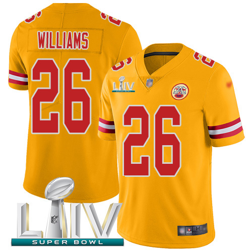 Kansas City Chiefs #26 Damien Williams Gold Super Bowl LIV 2020 Youth Stitched Limited Inverted Legend Jersey Youth