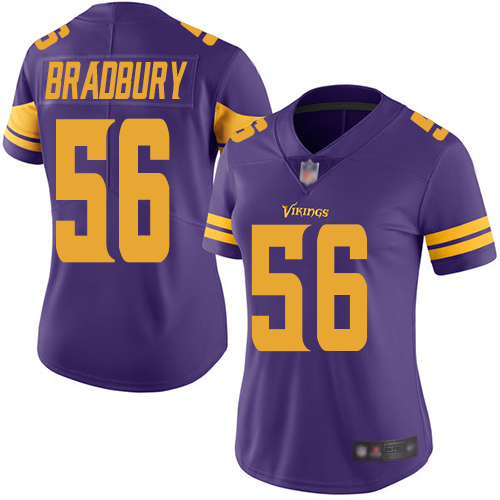 Minnesota Vikings #56 Garrett Bradbury Purple Women's Stitched Limited Rush Jersey Womens