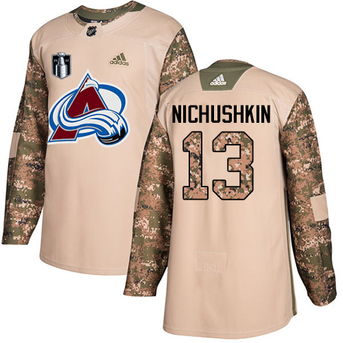 Adidas Colorado Avalanche #13 Valeri Nichushkin Camo 2022 Stanley Cup Final Patch Authentic Veterans Day Stitched Jersey Men's