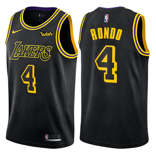 Los Angeles Lakers #4 Rajon Rondo Black Swingman City Edition Jersey Mens