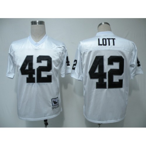 Mitchell & Ness Las Vegas Raiders #42 Ronnie Lott White Stitched Throwback Jersey Men's