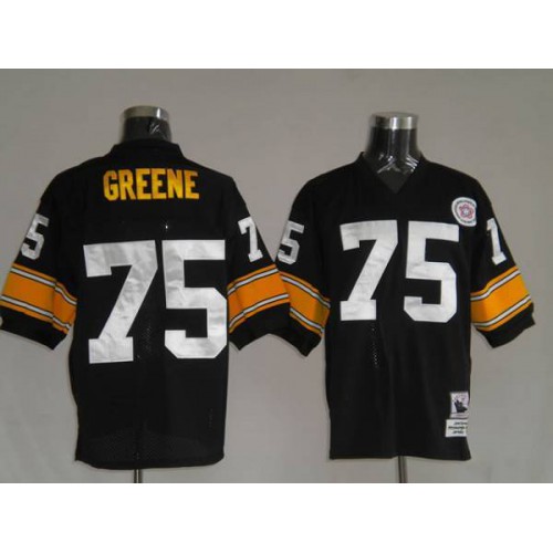 Mitchell & Ness Pittsburgh Steelers #75 Joe Greene Black Stitched Throwback Jersey Men's