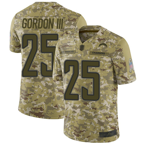 Los Angeles Chargers #25 Melvin Gordon III Camo Youth Stitched Limited 2018 Salute to Service Jersey Youth