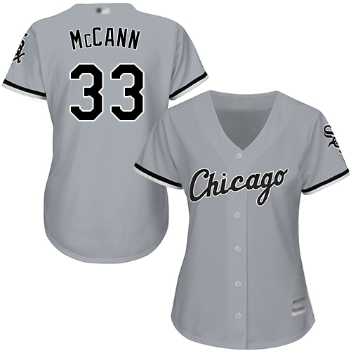 Chicago White Sox #33 James McCann Grey Road Women's Stitched Jersey Womens