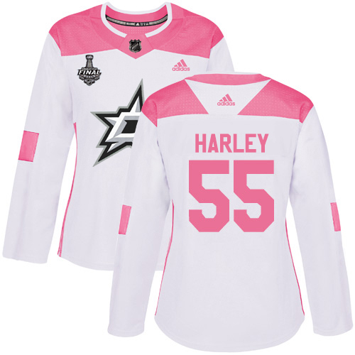 Adidas Dallas Stars #55 Thomas Harley White/Pink Authentic Fashion Women's 2020 Stanley Cup Final Stitched Jersey Womens
