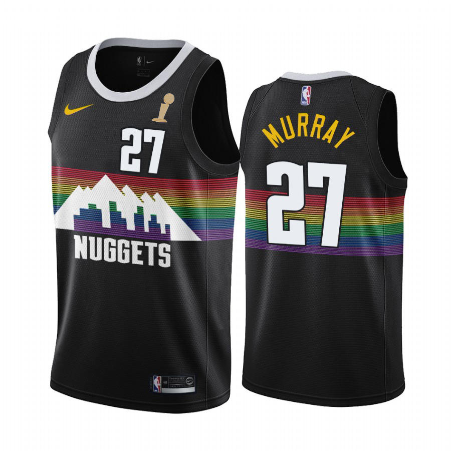 Nuggets #27 Jamal Murray Men's 2023 Finals Champions Black City Edition Jersey