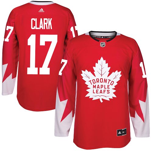 Adidas Maple Toronto Maple Leafs #17 Wendel Clark Red Team Canada Authentic Stitched Jersey Men's