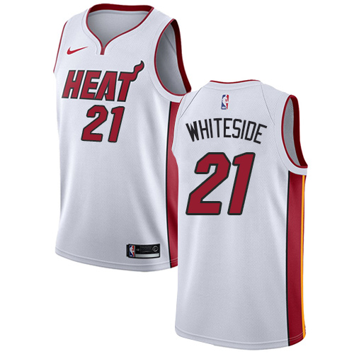 Miami Heat #21 Hassan Whiteside White Womens Swingman Association Edition Jersey Womens