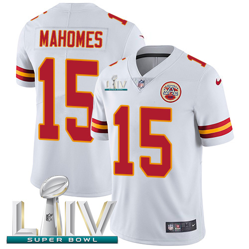 Chiefs #15 Patrick Mahomes White Super Bowl LIV 2020 Youth Stitched Vapor Untouchable Limited Jersey