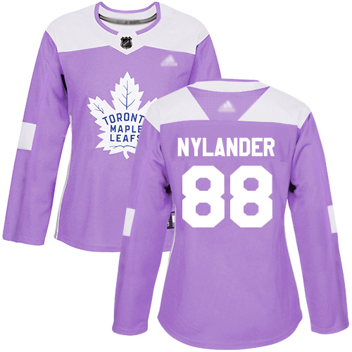 Adidas Maple Toronto Maple Leafs #88 William Nylander Purple Authentic Fights Cancer Women's Stitched Jersey Womens