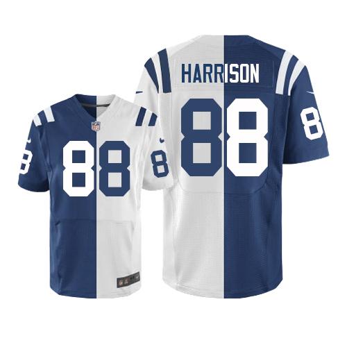 Indianapolis Colts #88 Marvin Harrison Royal Blue/White Men's Stitched Elite Split Jersey Men's