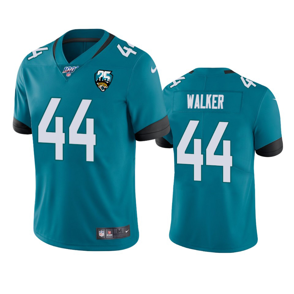 Jaguars #44 Travon Walker Teal 25th Anniversary Vapor Limited Stitched 100th Season Jersey