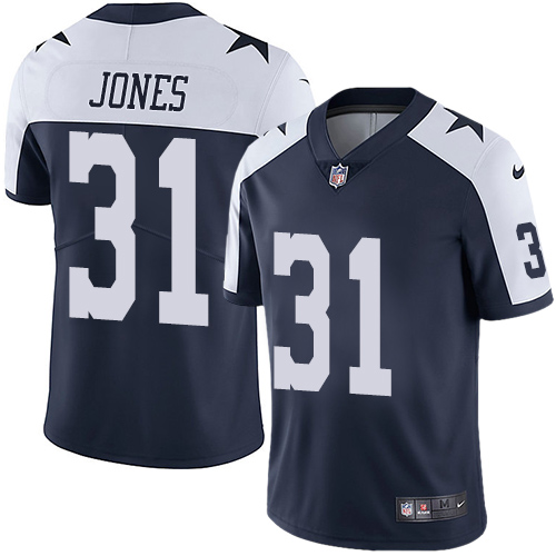 Dallas Cowboys #31 Byron Jones Navy Blue Thanksgiving Youth Stitched Vapor Untouchable Limited Throwback Jersey Youth