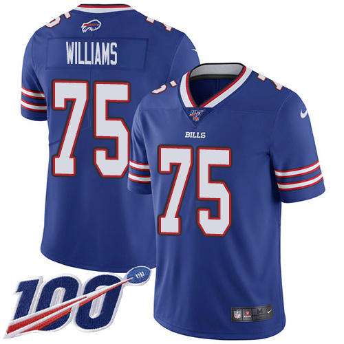 Buffalo Bills #75 Daryl Williams Royal Blue Team Color Men's Stitched 100th Season Vapor Untouchable Limited Jersey Men's