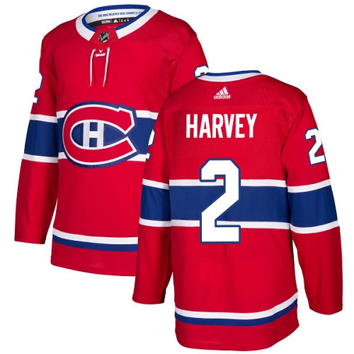 Adidas Montreal Canadiens #2 Doug Harvey Red Home Authentic Stitched Jersey Men's
