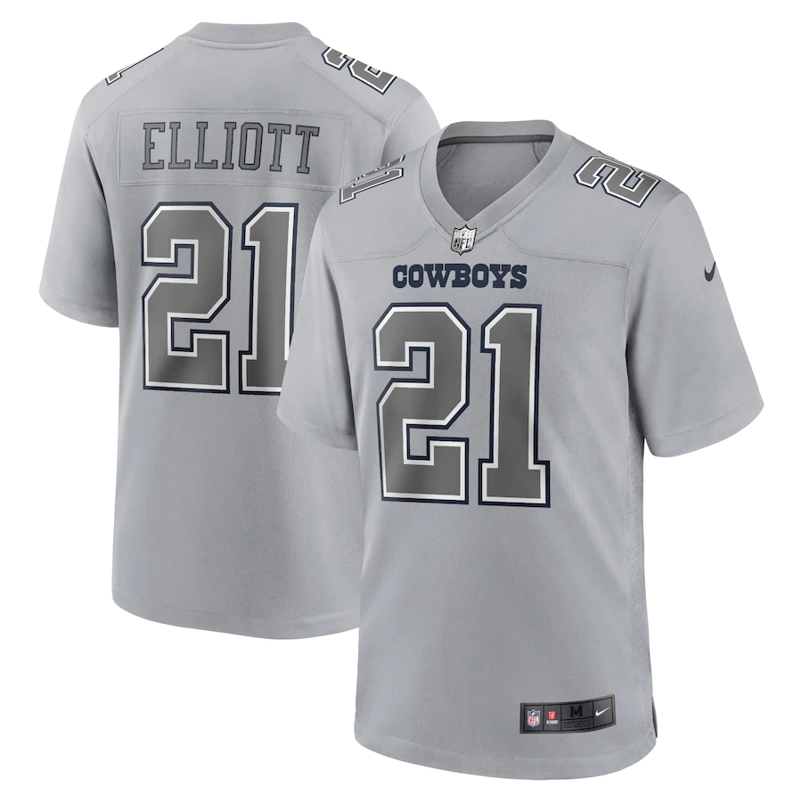 Dallas Cowboys #21 Ezekiel Elliott Men's Gray Atmosphere Fashion Game Jersey