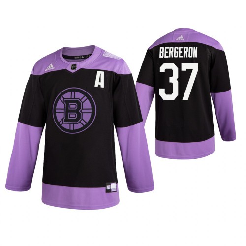 Adidas Boston Bruins #37 Patrice Bergeron Men's Black Hockey Fights Cancer Practice Jersey Men's