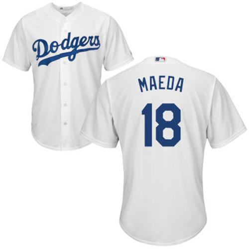 Los Angeles Dodgers #18 Kenta Maeda White Cool Base Stitched Youth Jersey Youth