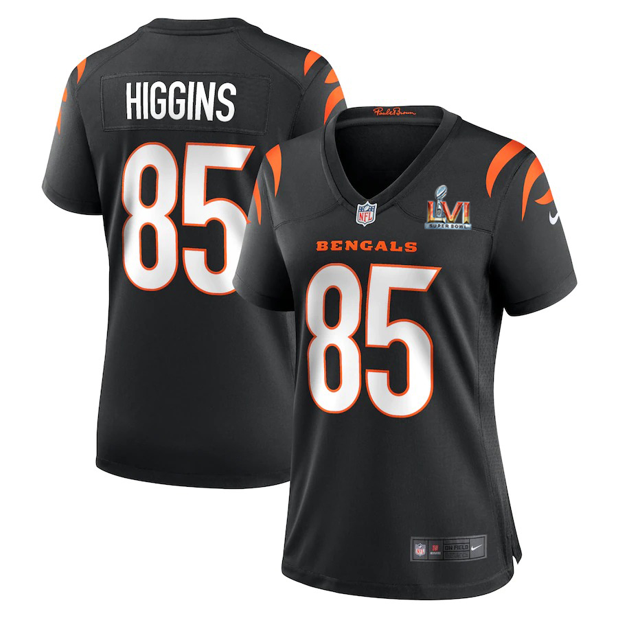 Cincinnati Bengals #85 Tee Higgins White Super Bowl LVI Patch Women's Game Jersey