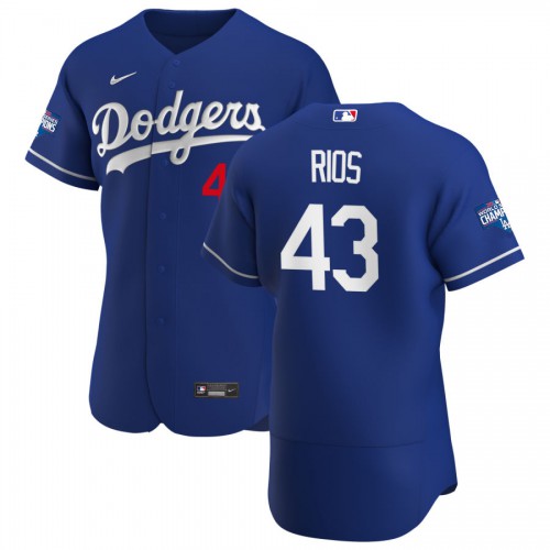 Los Angeles Los Angeles Dodgers #43 Edwin Rios Men's Royal Alternate 2020 World Series Champions Authentic Player Jersey Men's