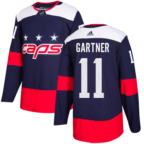 Adidas Washington Capitals #11 Mike Gartner Navy Authentic 2018 Stadium Series Stitched Jersey Men's