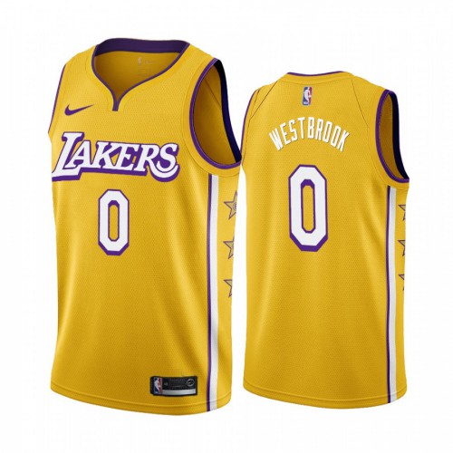 Los Angeles Lakers #0 Russell Westbrook Womens Unveil 2019-20 City Edition Swingman Jersey Yellow Womens