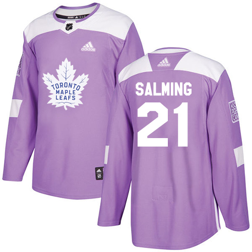 Adidas Maple Toronto Maple Leafs #21 Borje Salming Purple Authentic Fights Cancer Stitched Jersey Men's