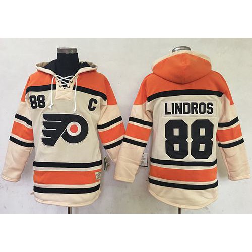 Philadelphia Flyers #88 Eric Lindros Cream Sawyer Hooded Sweatshirt Stitched Jersey Men's