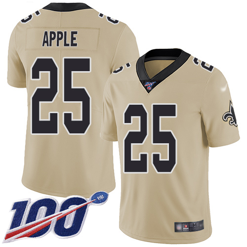 New Orleans Saints #25 Eli Apple Gold Men's Stitched Limited Inverted Legend 100th Season Jersey Men's