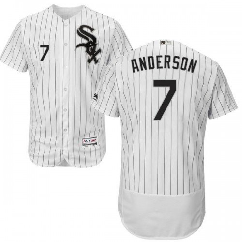 Chicago White Sox #7 Tim Anderson White(Black Strip) Flexbase Authentic Collection Stitched Jersey Men's
