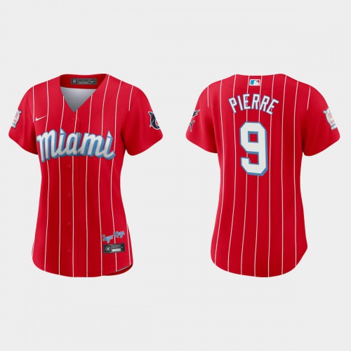 Miami Miami Marlins #9 Juan Pierre Women's 2021 City Connect Authentic Jersey Red Womens