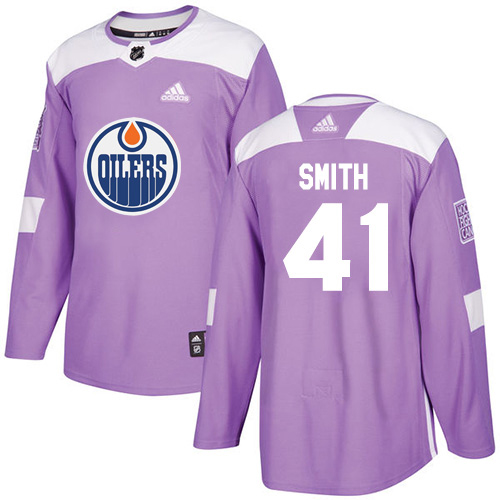 Adidas Edmonton Oilers #41 Mike Smith Purple Authentic Fights Cancer Stitched Jersey Men's