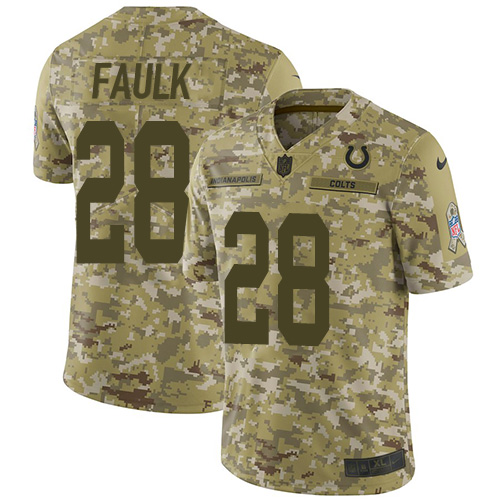 Indianapolis Colts #28 Marshall Faulk Camo Youth Stitched Limited 2018 Salute to Service Jersey Youth